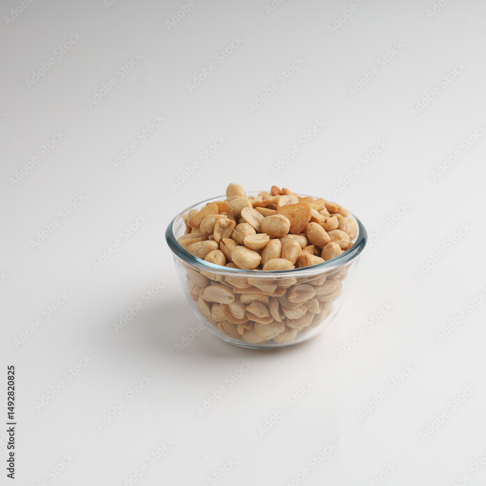 Fried peanut in a glass bowl Fried peanut in a glass bowl