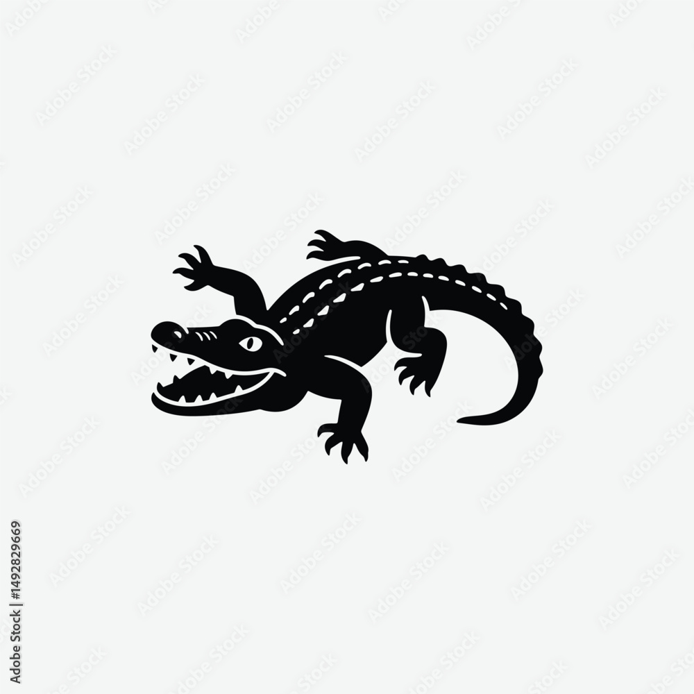 Fototapeta premium Download a high-quality crocodile silhouette vector with a clean white background. Perfect for logos, prints, and wildlife design projects.