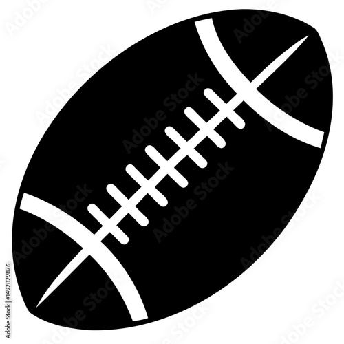 Black American football icon vector silhouette isolated on transparent background