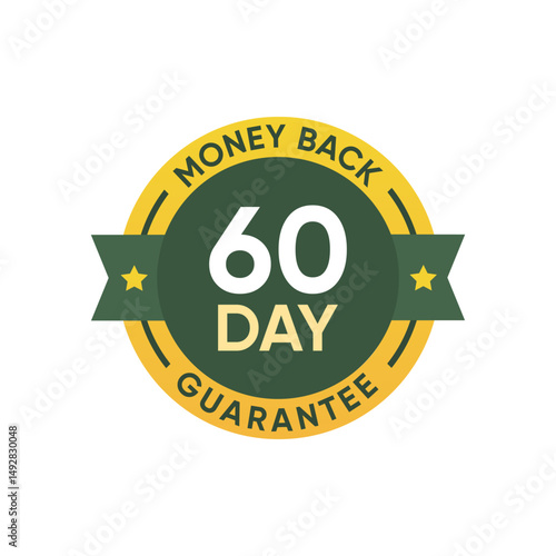60 Day Money Back Guarantee Badge Sign illustration Vector	