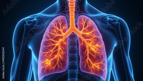 Schematic diagram of human lung medicine