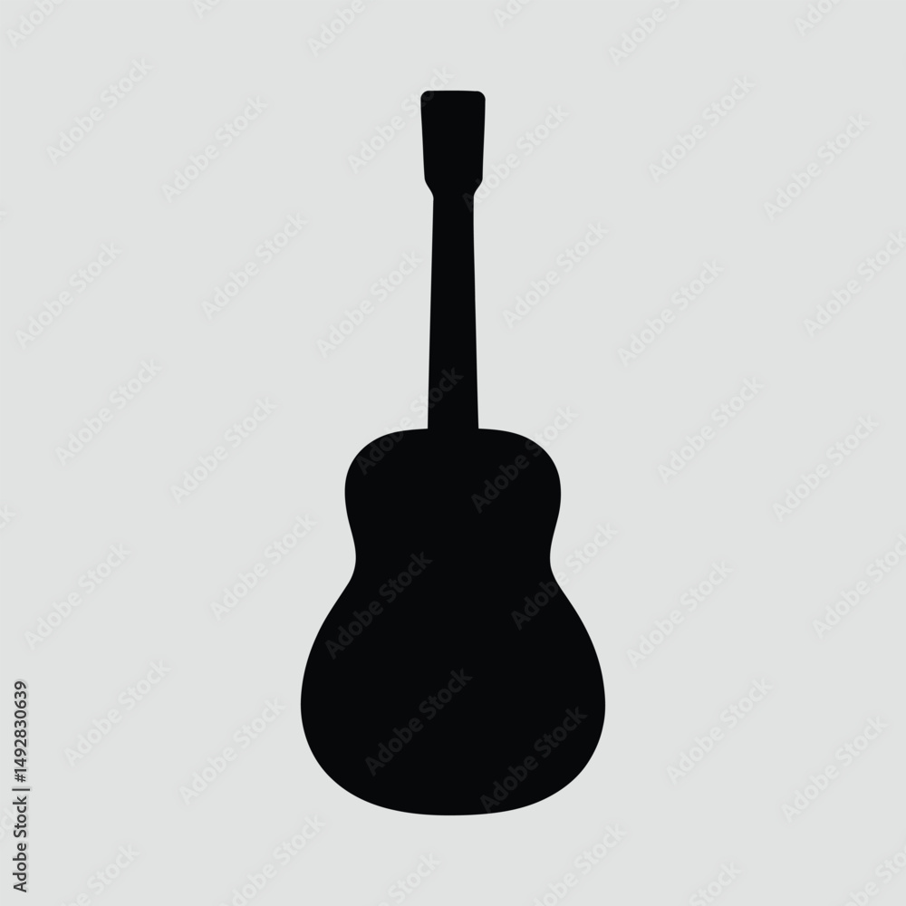 Naklejka premium Guitar Upright Minimalist Shape Silhouette Vector Illustration