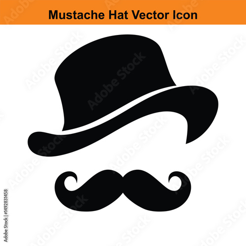 Mustache Hat Silhouette Vector | Gentleman Fedora Clipart Logo Design