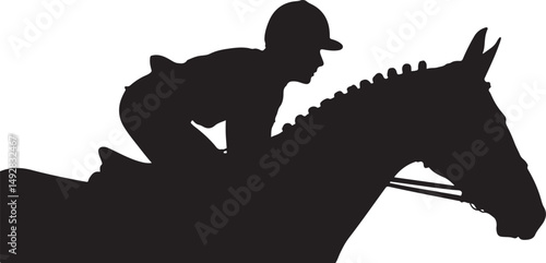 Silhouette of Jockey Riding a Horse