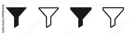Filter vector icons set. Funnel icon