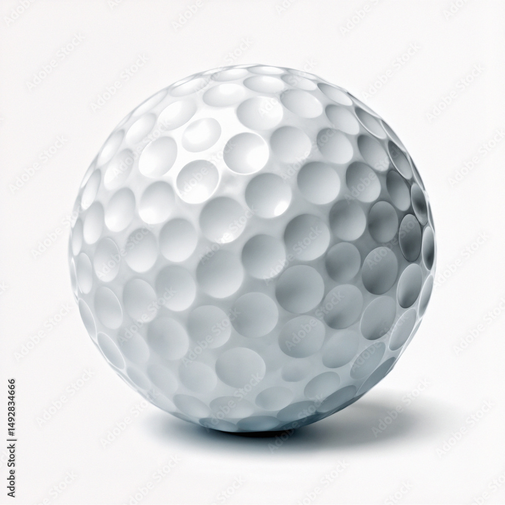 A white golf ball with a dimpled surface isolated on a white background. A white golf ball with a dimpled surface isolated on a white background.