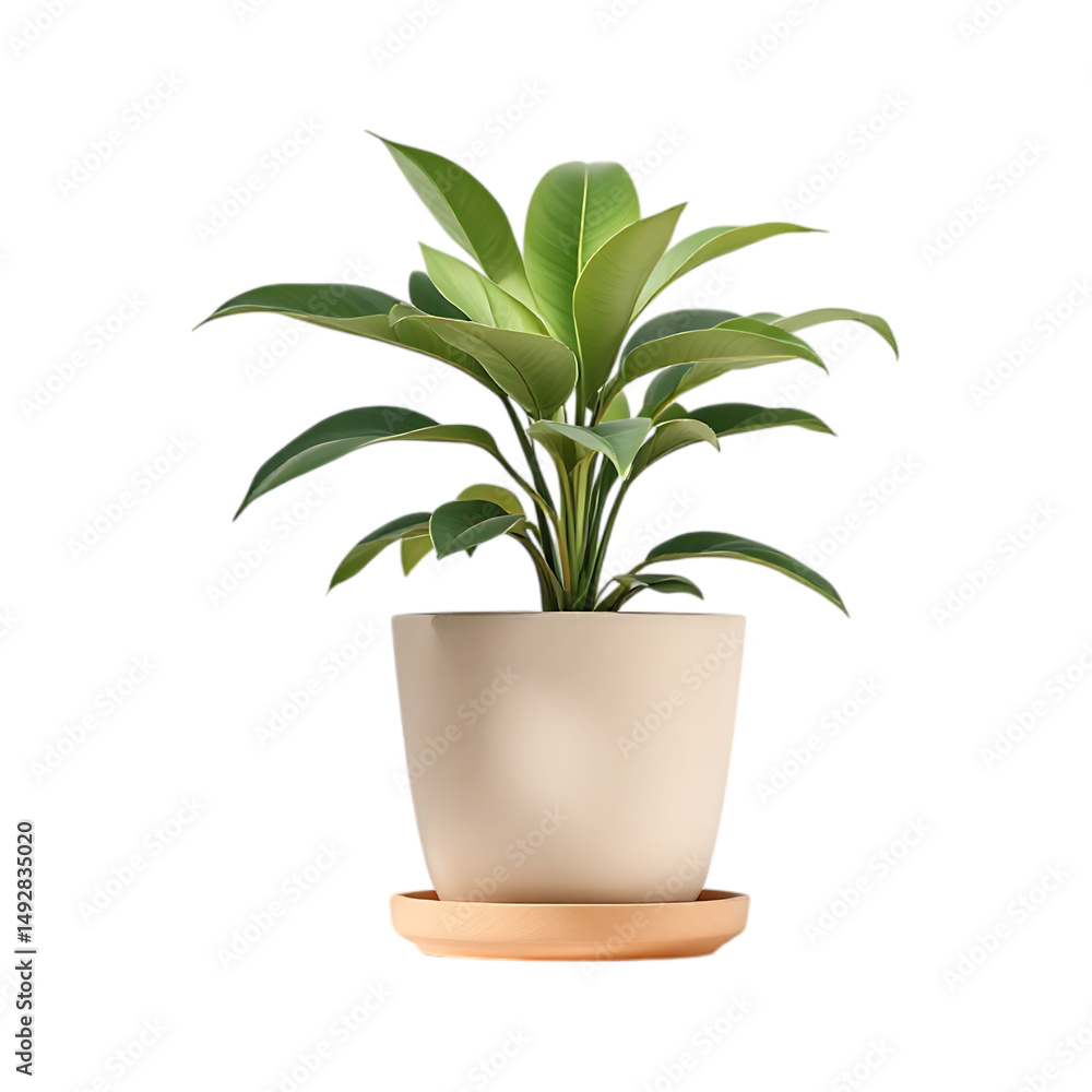 custom made wallpaper toronto digitalGreen houseplant in a beige pot on a terracotta saucer.