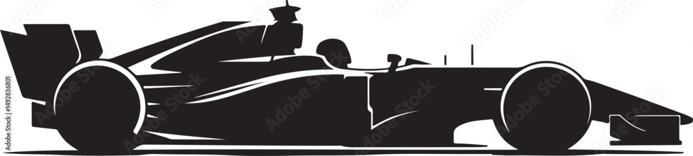 Obraz premium Silhouette of a Formula One Race Car Driver