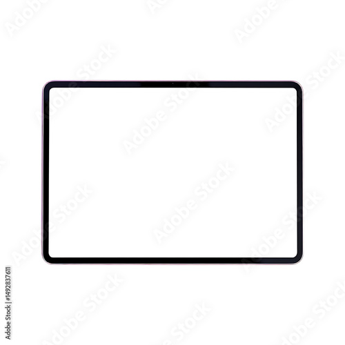 Blank tablet screen mockup, isolated on white.