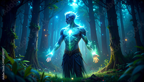 Forest spirit emanating mystical energy