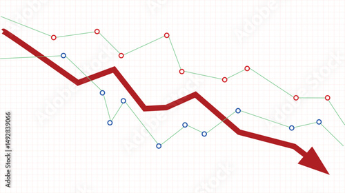 Abstract financial chart with fall arrow fall down.eps