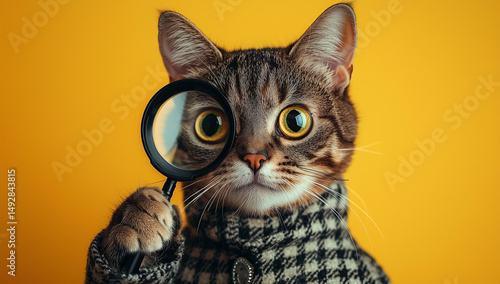 Wallpaper Mural Portrait of a cat dressed as a detective with magnifying glass, humorous concept for detective agency advertisement Torontodigital.ca