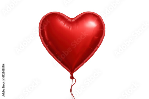 Heart-shaped red balloon floating weightlessly against transparent background, symbolizing love and romance