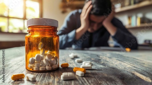 A businessman struggles with stress and depression due to workplace pressure. 