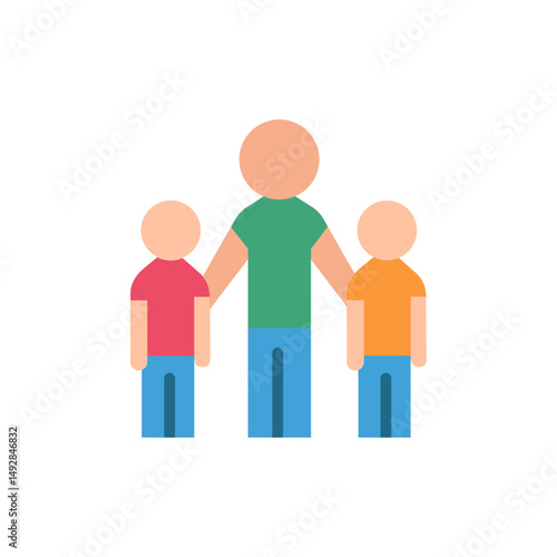 Minimalist illustration showcasing parental bond and guidance of two children