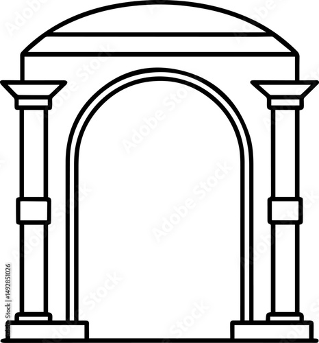 archway outline vector illustration line art