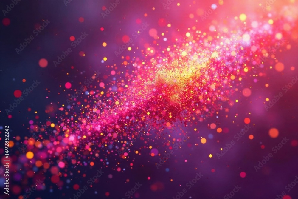 Fototapeta premium Symmetrical sprinkle explosion, vibrant hues on pink, explosion, festive