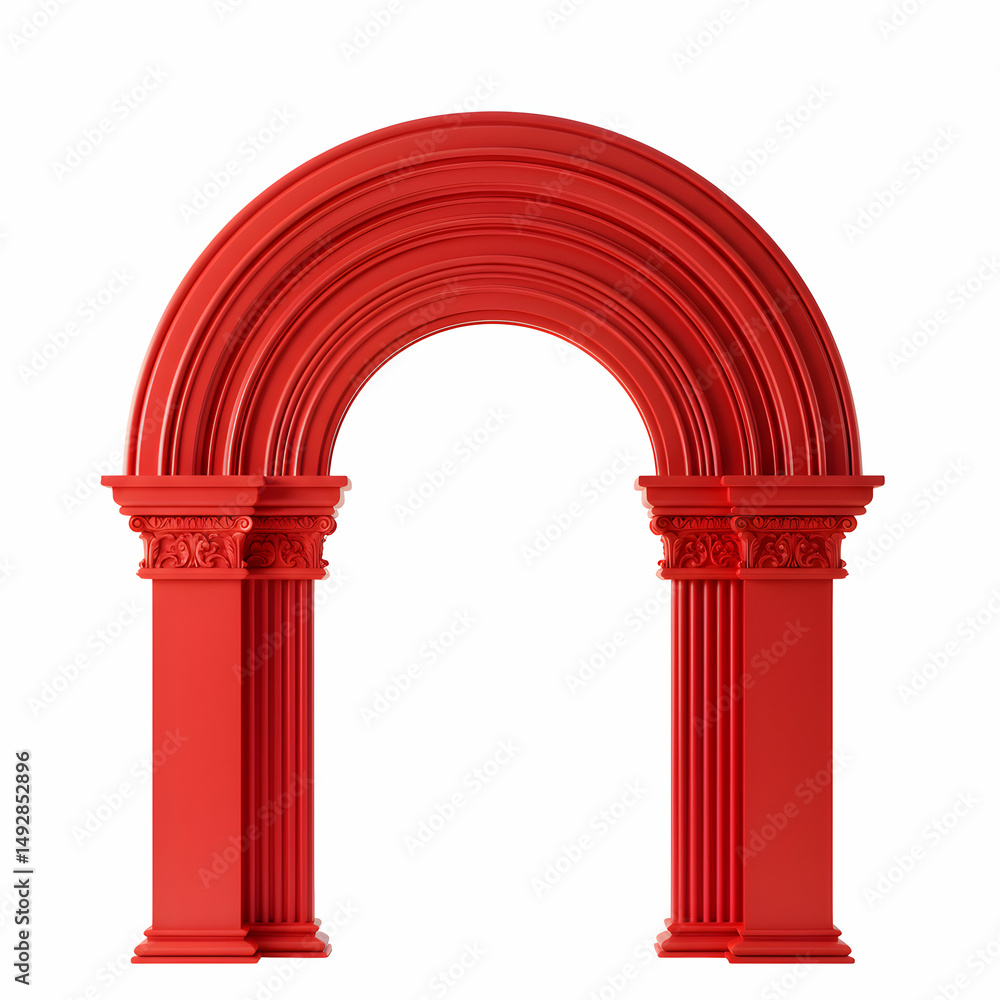 Fototapeta premium Red Archway Gothic Columns Design