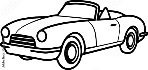 Classic convertible roadster outline vector illustration line art 