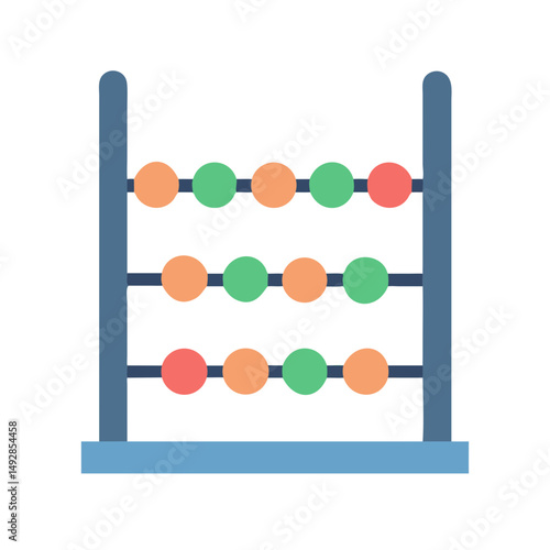 Flat illustration of abacus with colored beads on White
