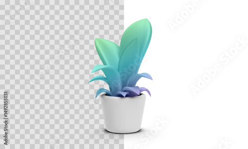 Colorful Tropical Houseplant with Lush Gradient Leaves in White Pot. Modern Indoor Decorative Plant for Home or Office. Vector Illustration.