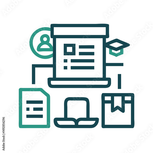 Online education platform application process with graduation cap