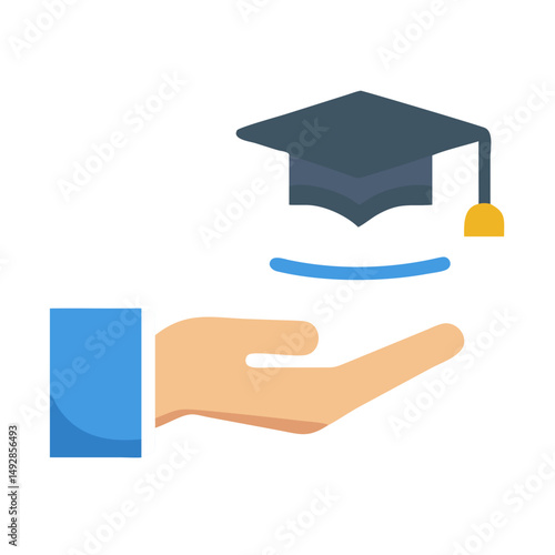 Graduation cap in hand symbolizes educational achievement and success