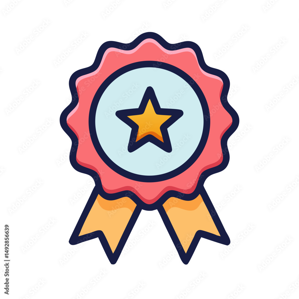 Badge ribbon vector icon with star for award concept Badge ribbon vector icon with star for award concept