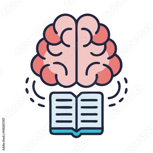 Brain learning from book, knowledge and education concept