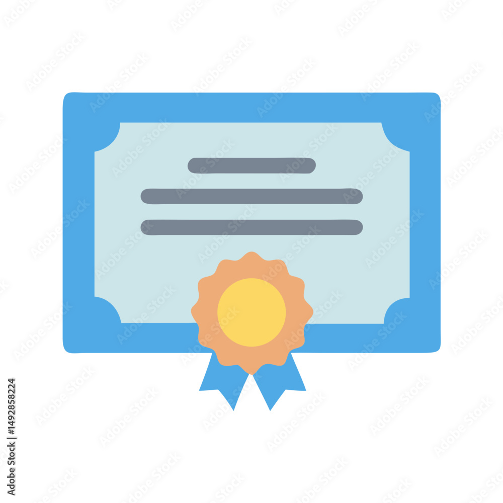 Blue certificate with award rosette isolated on White Background Blue certificate with award rosette isolated on White Background