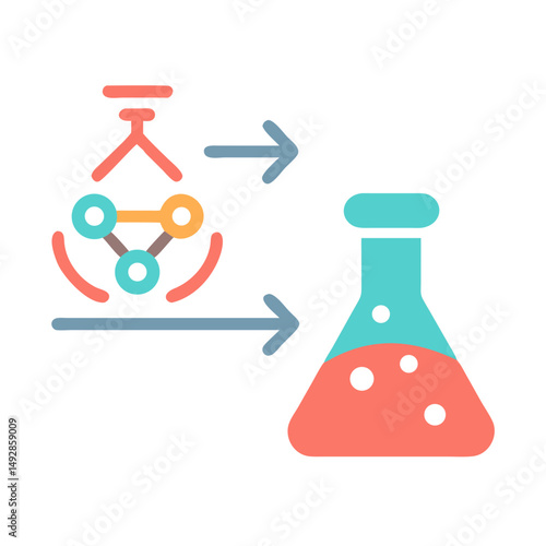 Flat design of chemistry experiment process with beakers