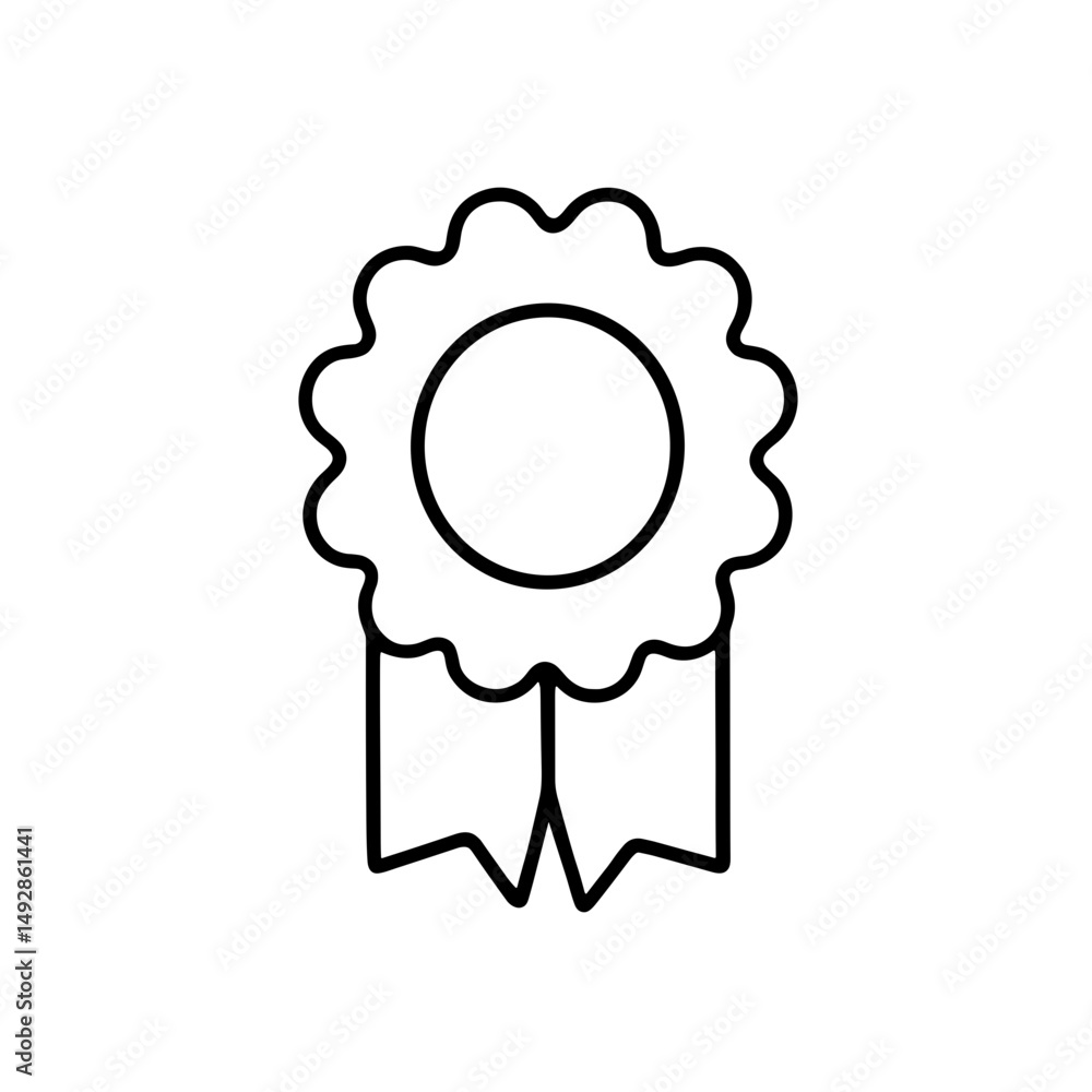 Simple Black Ribbon Award Icon on Transparent background for Digital Design, Educational Materials, Marketing Graphics, and Corporate Branding