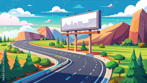 billboard on highway , advertising board in highway, blank white board isolated white background  Very beautiful 