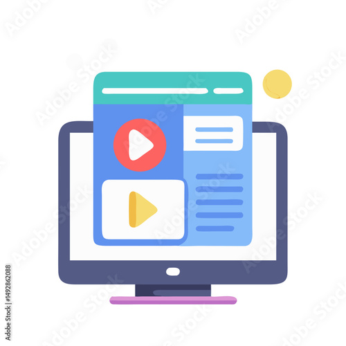Free Download Online video platform on computer screen flat illustration - GFXLoad