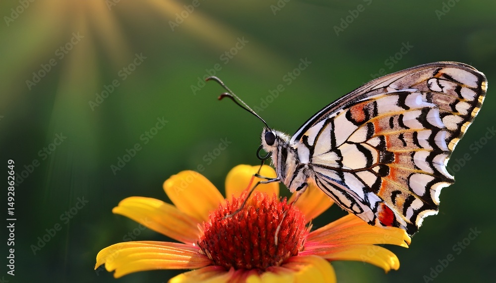 Fototapeta premium closeup beautiful butterflies zerynthia cerisyi sitting on the flower