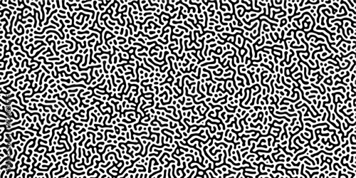 Organic seamless patterns with rounded lines Diffusion reaction background. Monochrome background of natural organic forms motion. Overlay template abstract Turing organic wallpaper background.