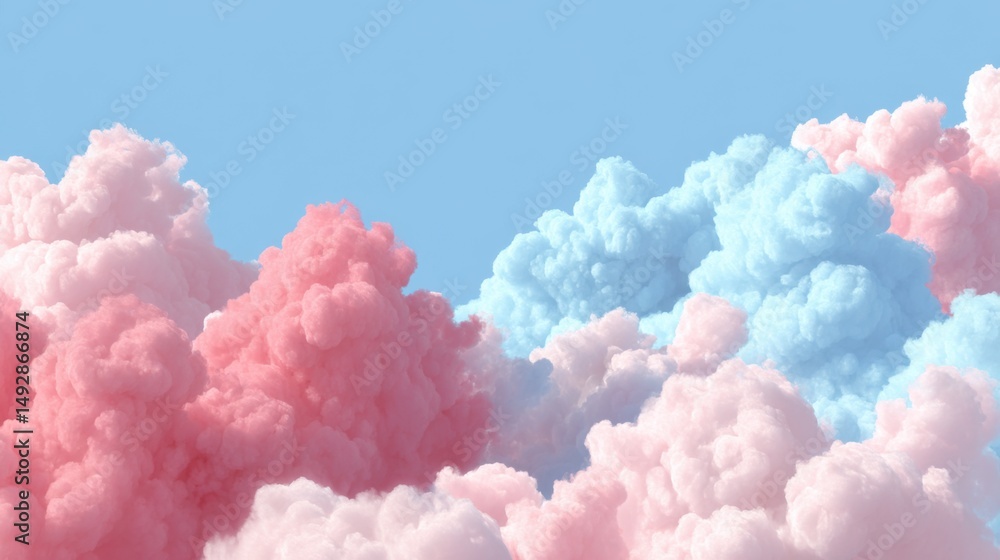 Dreamy Pastel Clouds Against a Soft Blue Sky - Abstract Aerial View of Pink and Blue Cotton Candy Clouds Dreamy Pastel Clouds Against a Soft Blue Sky - Abstract Aerial View of Pink and Blue Cotton Candy Clouds