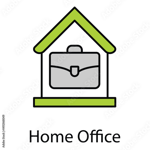 Home Office Workplace Setup Vector Icon Illustration