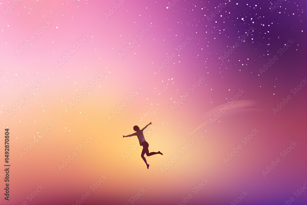 Fototapeta premium silhouette of a girl jumping