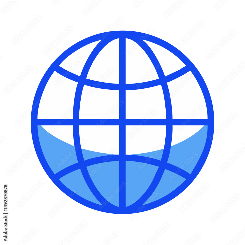 World globe icon with blue lines on White Background World globe icon with blue lines on White Background