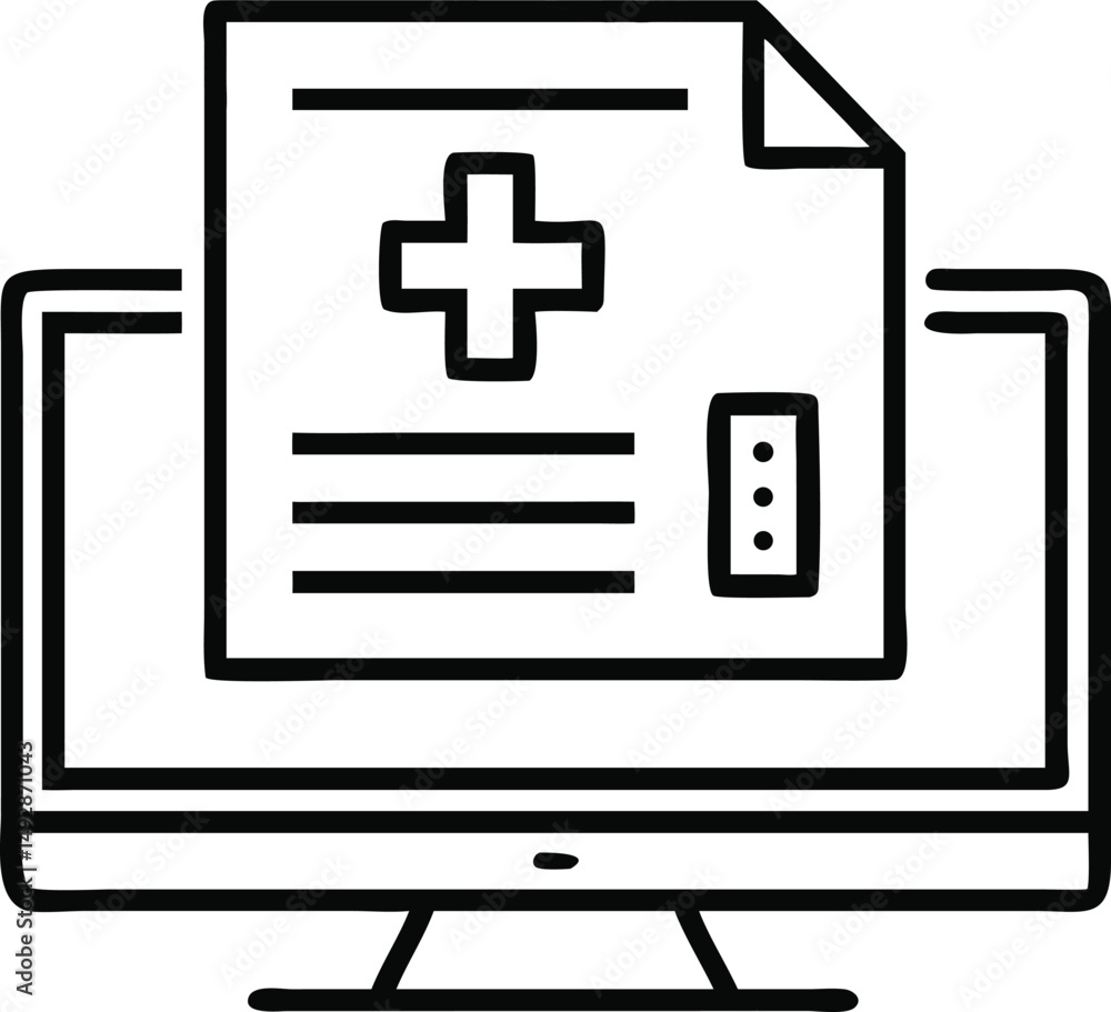 Obraz premium Medical Document on&nbsp;Computer&nbsp;Icon