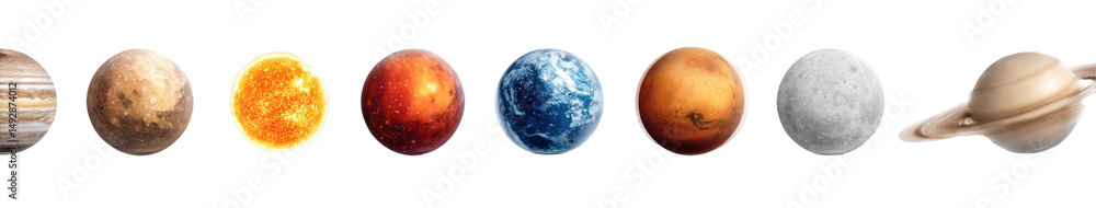 Celestial Body Collection: Sun, Planet Earth, Moon, Mars, and Astronomical Objects on Transparent Background
Celestial Body Collection: Sun, Planet Earth, Moon, Mars, and Astronomical Objects on Transparent Background