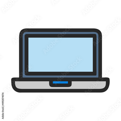 Sleek laptop icon on White Background displaying blank screen