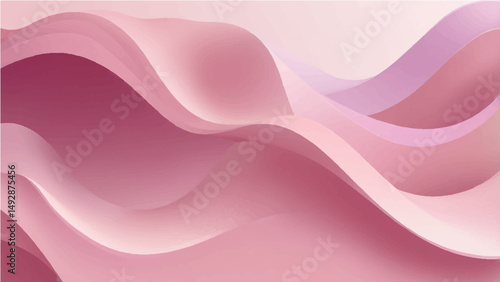 Colorful abstract waves with smooth curves and layered ribbon-like shapes, featuring a vibrant gradient palette of teal, white, purple, and pink on a dark background. Vector style, clean edge