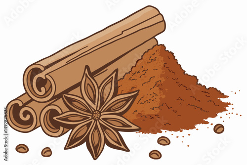 64 a pile of ground cinnamon powder, detailed, high resolution, macro shot, photorealistic