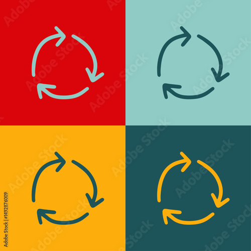 icône du symbole de recyclage en couleurs et contours