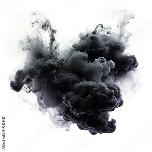 Black smoke on white background