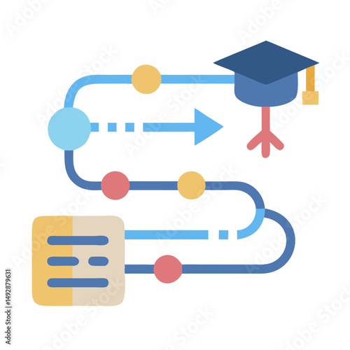 Academic path illustration showing steps to graduation on White