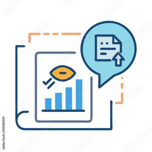 Analytics report showing statistical increase with file upload indication