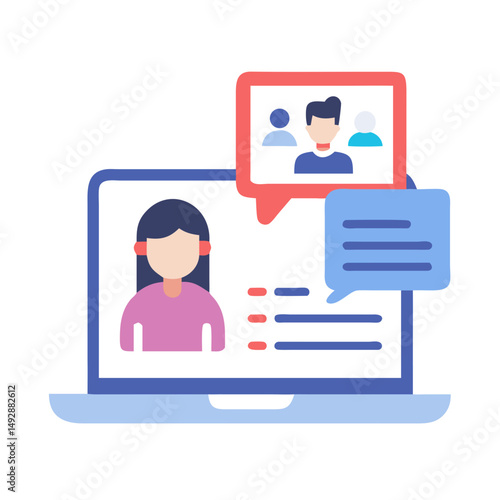 Online communication and video conference on a laptop computer